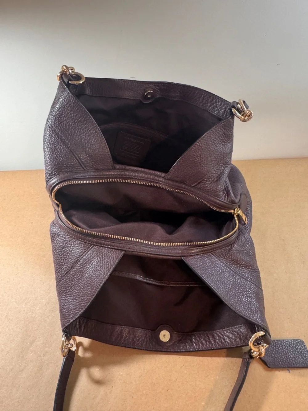 Coach Lexy Pebbled Leather Shoulder Bag Brown F57545